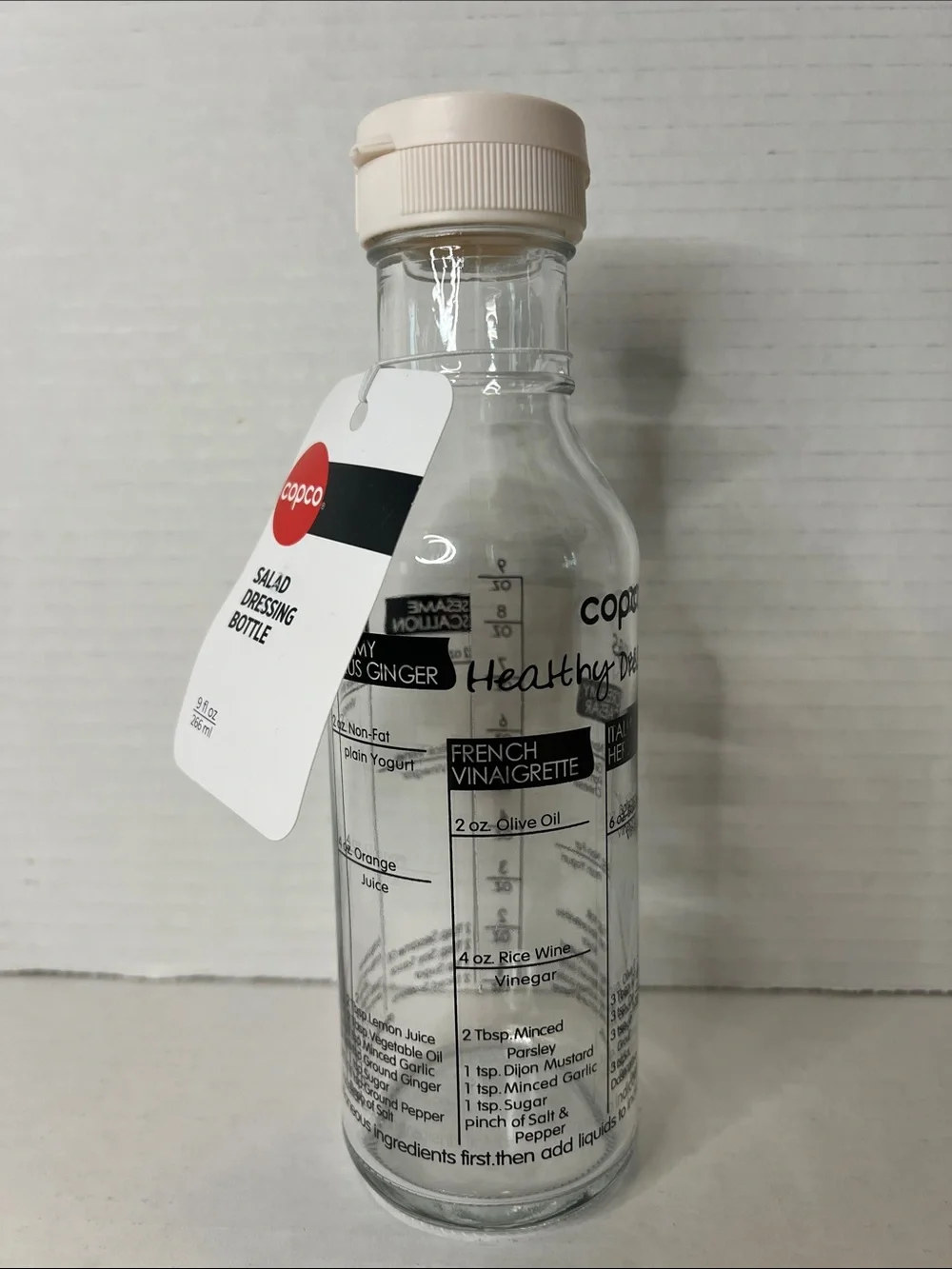 Copco Clear Glass Multi Salad Dressing Bottle With Recipes NEW